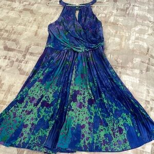 Beautiful jewel tone splattered patterne dress -size 6 - EUC